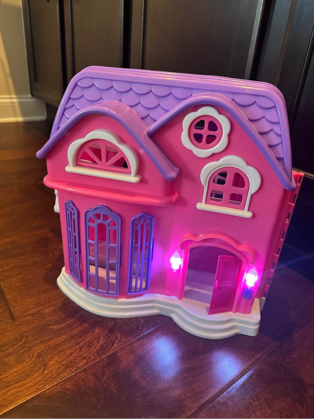 Fisher-Price Doll House w/ Lights & Doorbell Sounds Pink & Purple Toy 14" - Picture 2 of 2